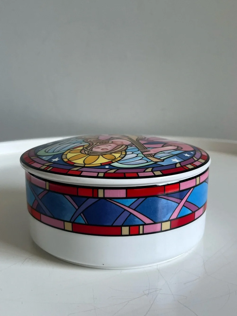 Vintage Mikasa Herald Angel Lidded Trinket Box Jar By Dan Scannell